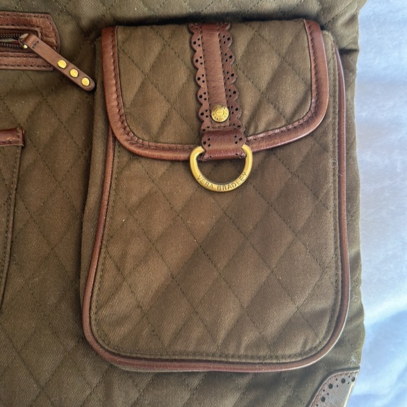 *Vera Bradley Middleton Slim Olive Quilted Canvas/ Leather Tote - Picture 4 of 14